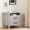 Modern Washed Pine Wood 2 Drawer End Table Nightstand with Open Cubby Shelf for Bedroom